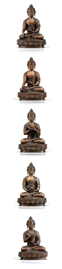 The 5 Dhayani Buddhas represent a different aspect of enlightened consciousness